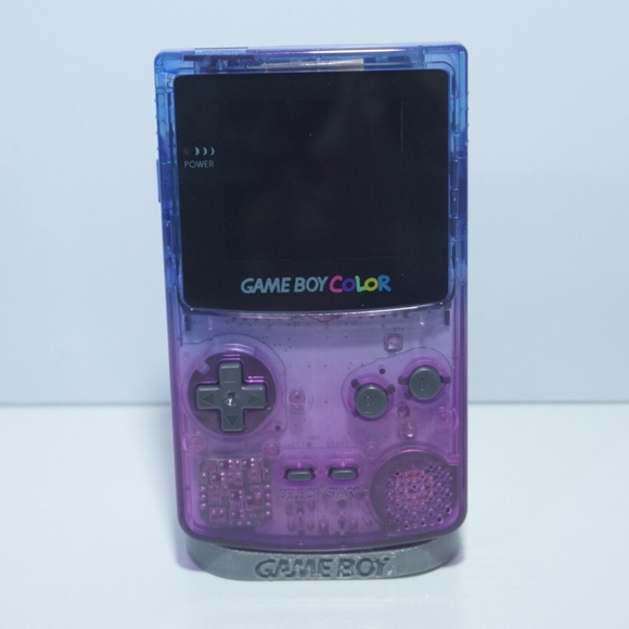Clear Blue Purple Gameboy Color GBC Handheld Console with IPS Backlit LCD Screen - Picture 2 of 8